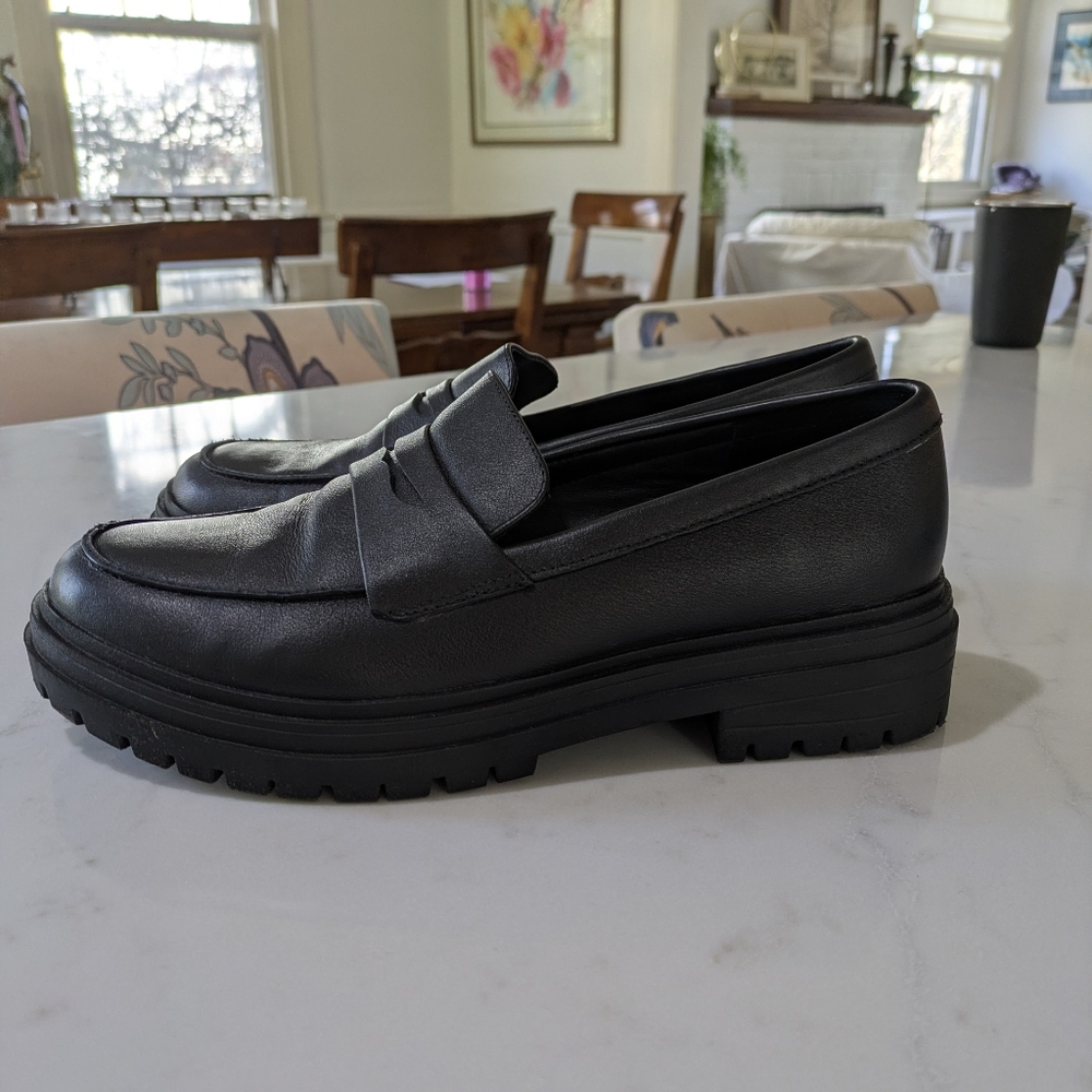 Quince Italian Leather Lug Sole Loafer Black Shoes 9 - Picture 6 of 6